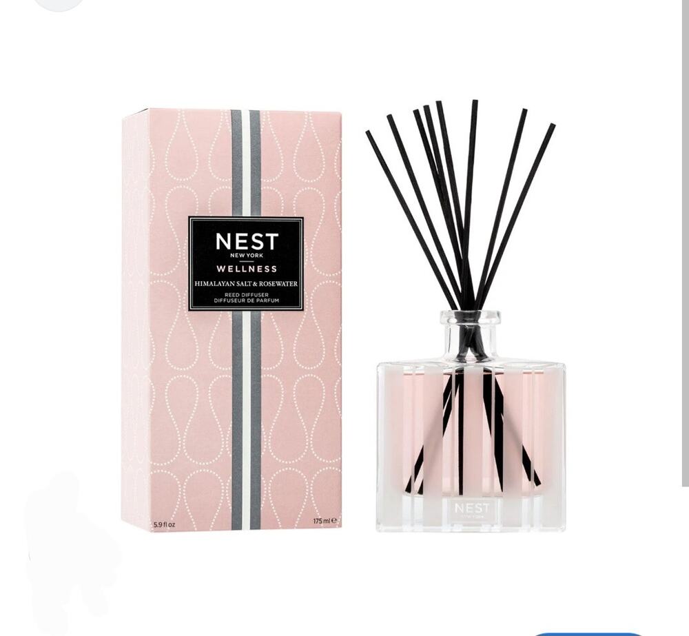 New Nest Wellness reed diffuser Himalayan salt and rosewater scent